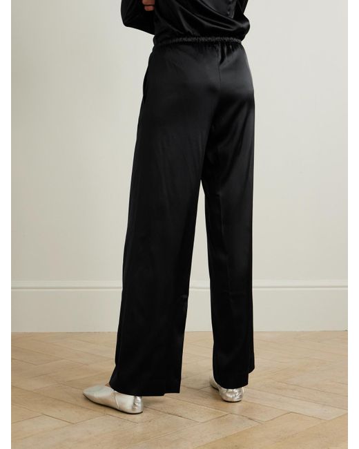 ÉTERNE Black Brody Hose Mit Weitem Bein Aus Seidensatin