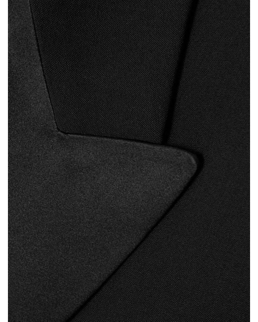 Petar Petrov Black Double-Breasted Satin-Trimmed Wool-Blend Blazer