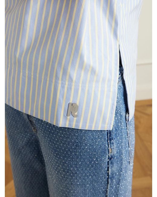 Rabanne Blue Striped Cotton-Poplin T-Shirt