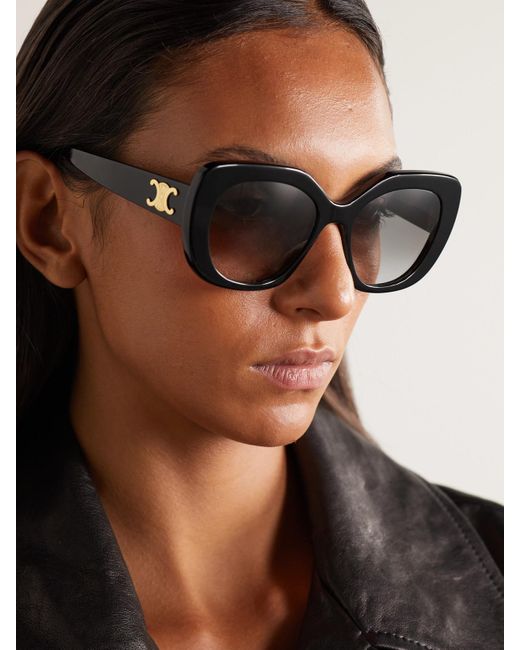 Céline Black Oversized Cat-Eye Acetate Sunglasses