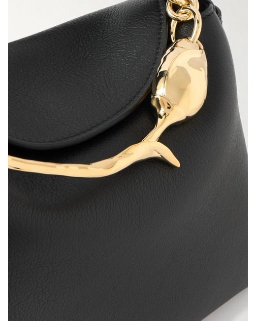 Erdem Black Bloom Große Schultertasche Aus Strukturiertem Leder Mit Verzierung
