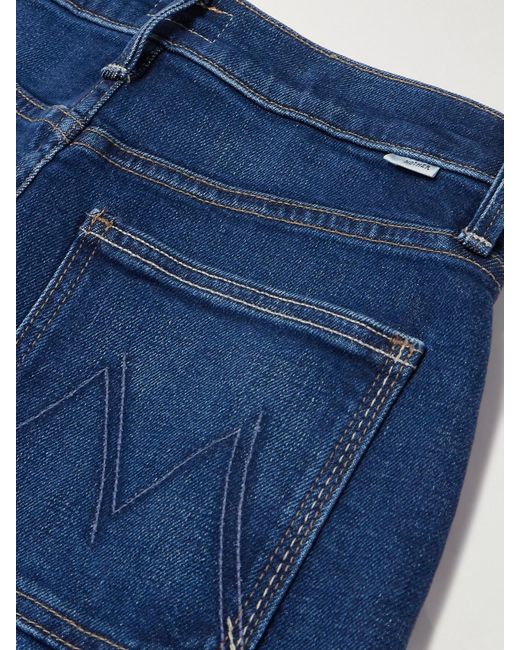 Mother Blue Patch Pocket Rambler Zip High-Rise Straight-Leg Jeans