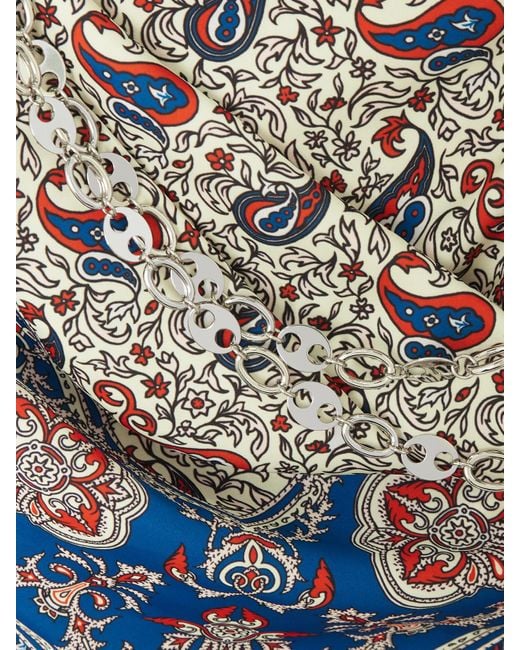 Rabanne Natural Chain-Embellished Paisley-Print Crepe Maxi Dress