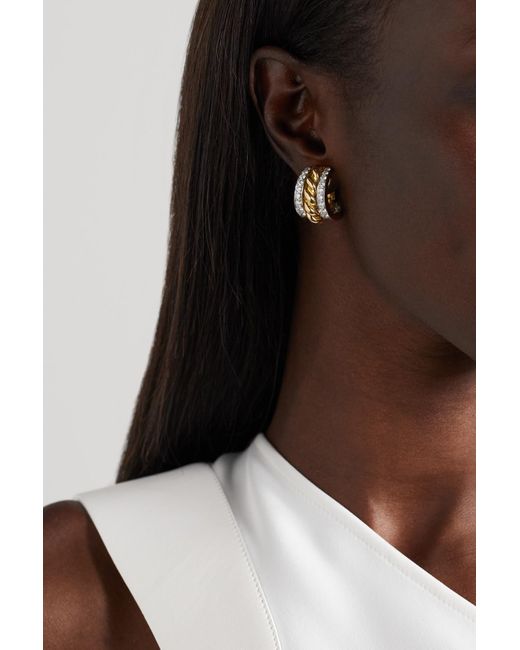 David Webb 18-karat Gold, Platinum And Diamond Clip Earrings in Natural |  Lyst