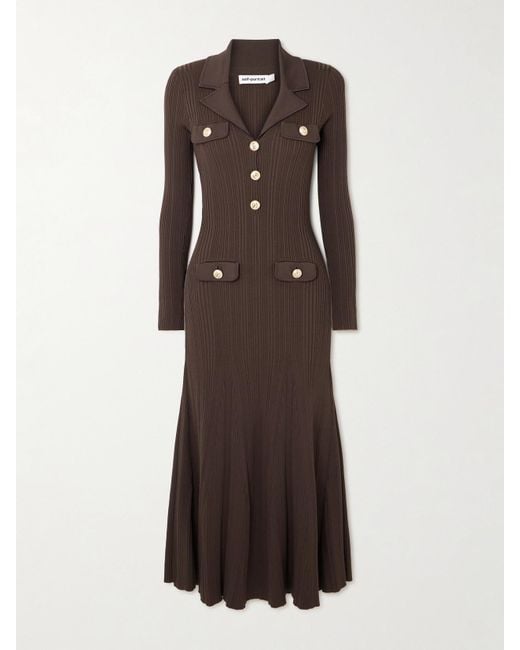 self portrait brown textured knit midi dress Self-Portrait | Dresses | Self Portrait Brown Textured Knit Midi Dress Medium