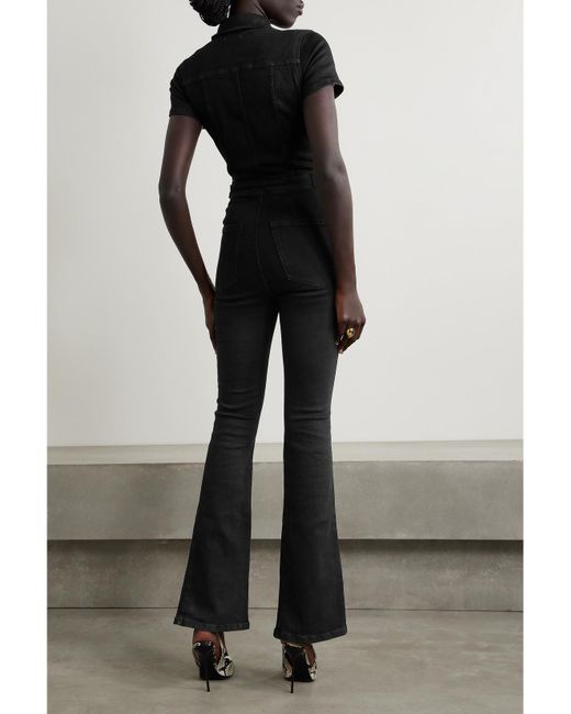 GOOD AMERICAN Black Fit For Success Stretch-Denim Jumpsuit