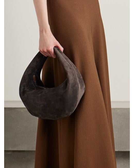 Khaite Black Olivia Mittelgroße Tote Aus Veloursleder