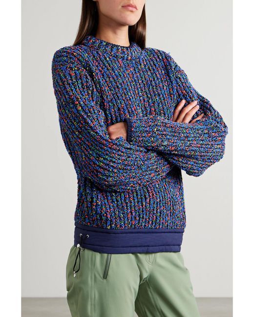 Aztech Mountain Blue Shell-Trimmed Ribbed-Knit Sweater