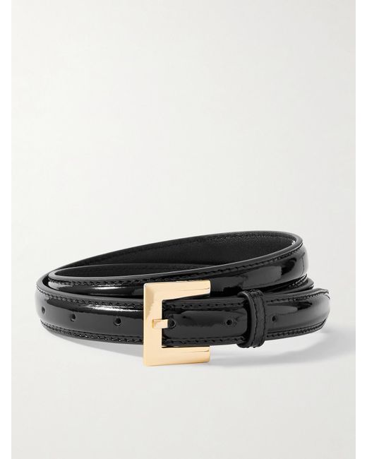 Anine Bing Black Nicola Patent-Leather Belt
