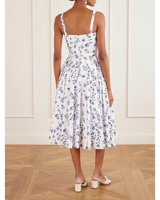 Emilia Wickstead White Elita Belted Floral-Print Cotton-Poplin Midi Dress