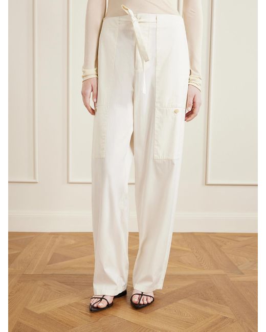 Jil Sander White Cotton-Poplin Cargo Pants