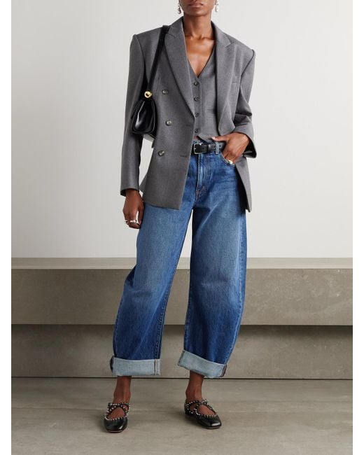 FRAME Blue The Bubble High-Rise Barrel-Leg Jeans