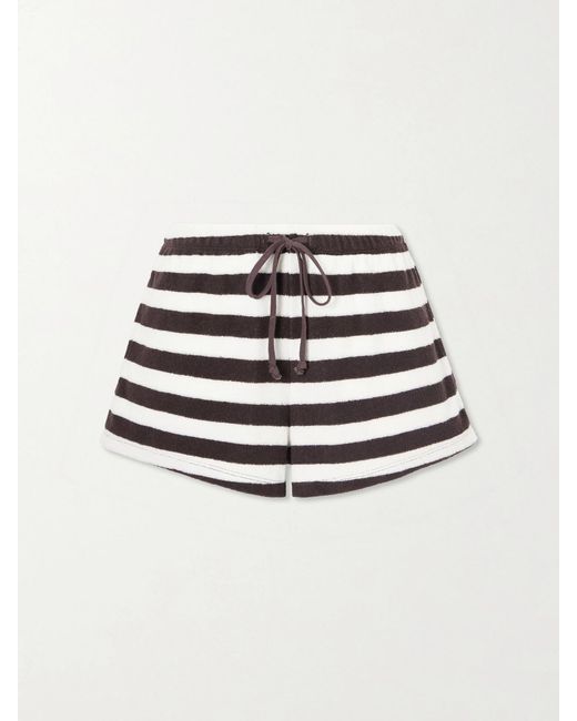 Suzie Kondi White Shallis Striped Cotton-Blend Terry Shorts