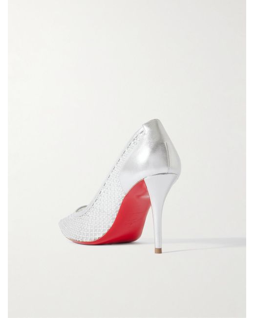 Christian Louboutin White Apostropha 80 Pumps Aus Mesh Mit Kristallen