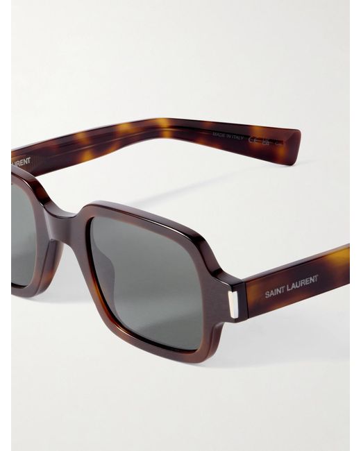 Saint Laurent Brown Square-Frame Tortoiseshell Acetate Sunglasses
