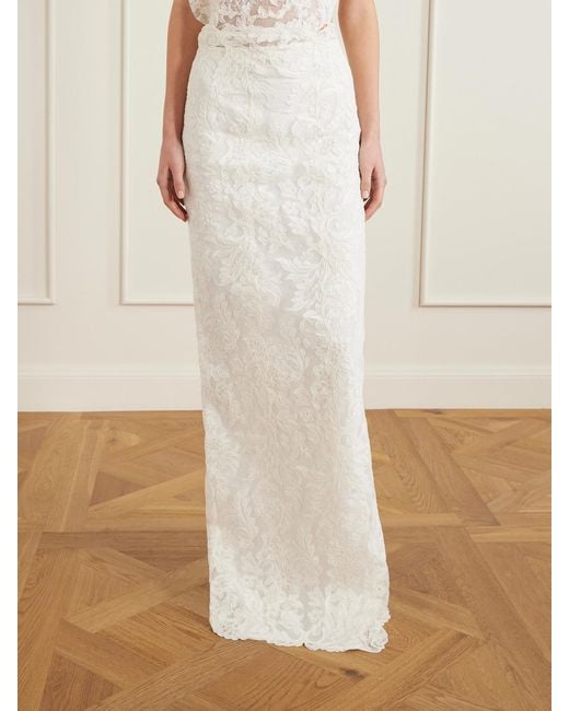 Christopher Esber White Reverie Lace And Silk-Satin Skirt