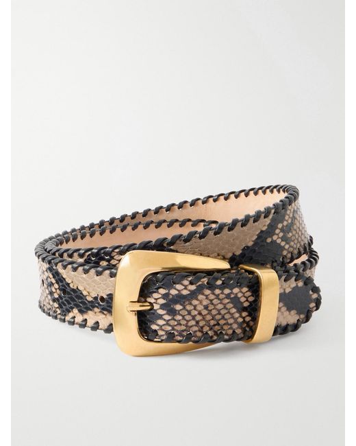 Khaite Metallic Benny Snake-Effect Leather Belt