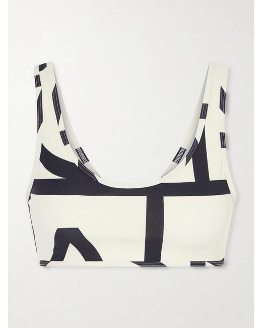 Totême Natural Monogram Printed Bikini Top
