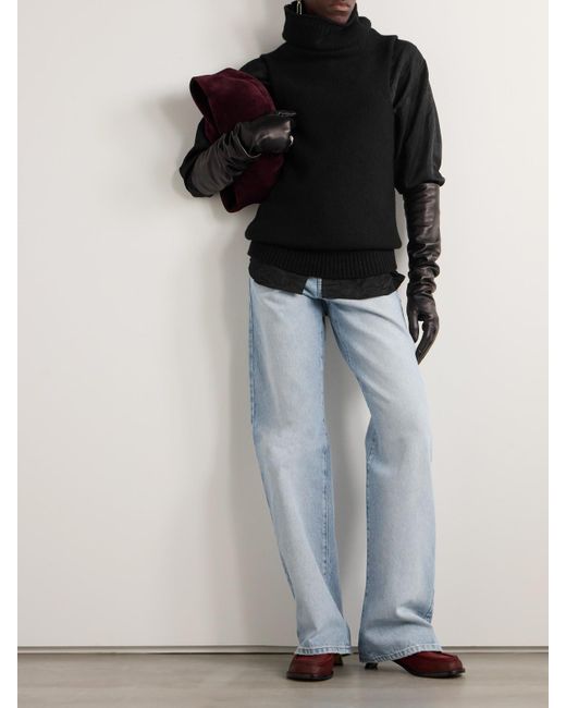 Dries Van Noten Black Ribbed Merino Wool And Cashmere-Blend Turtleneck Vest