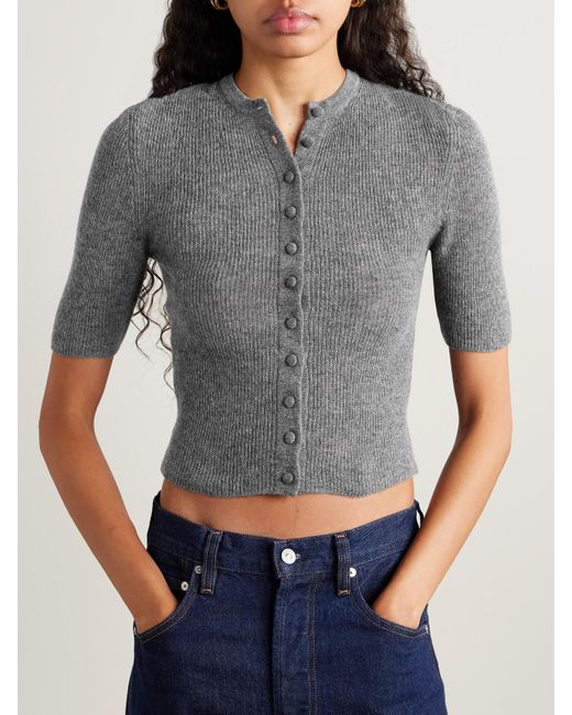 Citizens of Humanity Gray Tabitha Ribbed Wool And Cashmere-Blend Cardigan