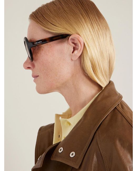 Prada Brown Round-Frame Acetate Sunglasses