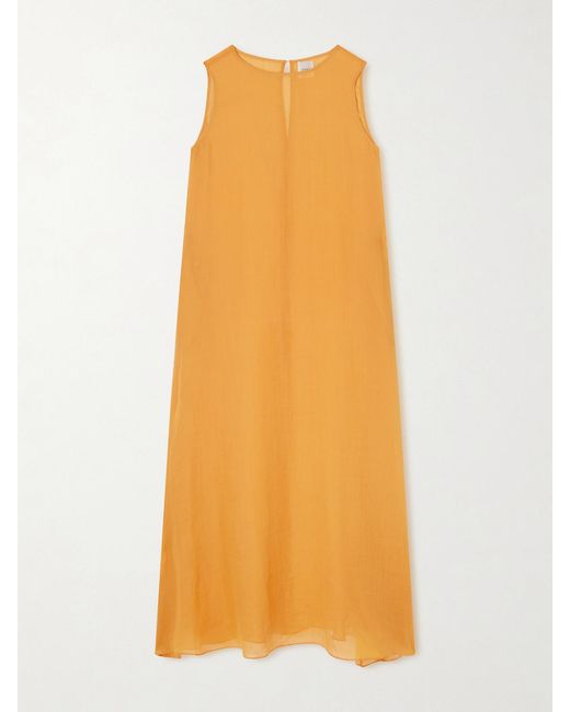 Leset Orange Niko Ramie-Gauze Maxi Dress