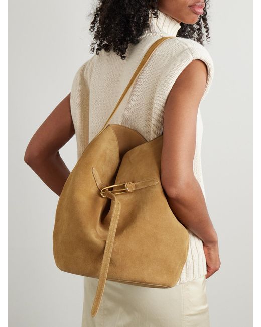 Liffner Natural Buckled Suede Bucket Bag