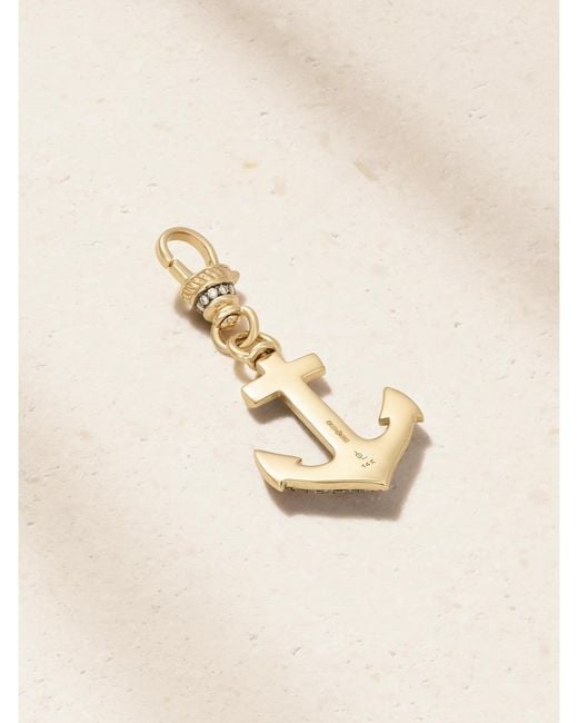 Lucy Delius Natural Anchor 14-Karat Rhodium-Plated Diamond Pendant