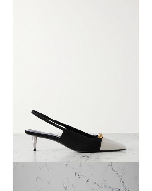 Gucci Louisa Embellished Leather-trimmed Suede Slingback Pumps in Black |  Lyst