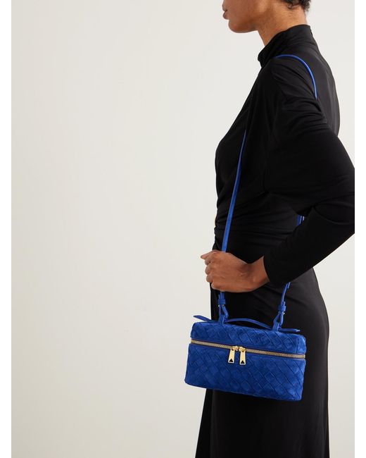 Bottega Veneta Blue Bang Bang Intrecciato Suede Tote