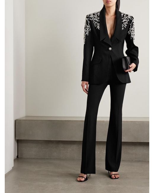 Zuhair Murad Black Embellished Crepe Blazer