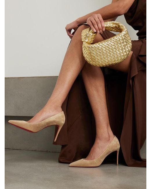 Christian Louboutin Natural Kate 85 Pumps Mit Spitzer Kappe Aus Veloursleder