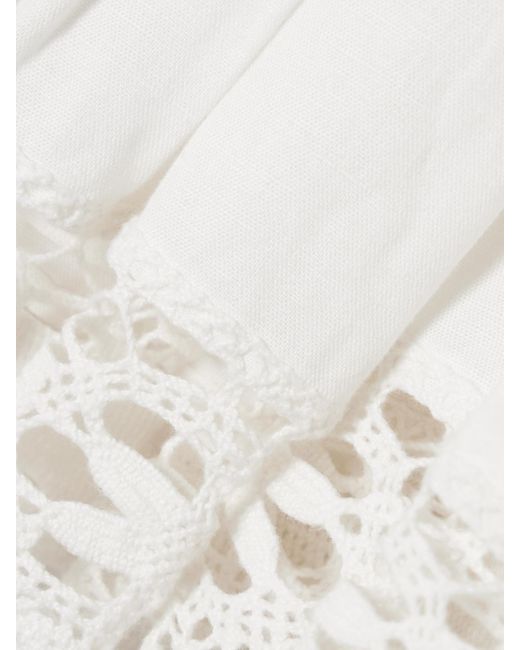 Mini-Jupe En Lin Et Coton Mélangés À Plis Et À Finitions En Dentelle Violana Isabel Marant en coloris White