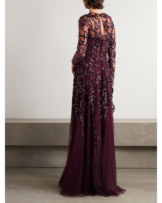 Zuhair Murad Purple Embellished Tulle Gown