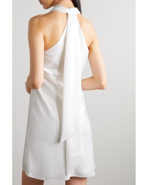 Galvan White Pandora Neckholder-Minikleid Aus Satin