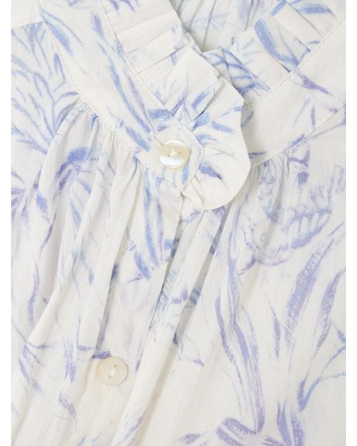Alix Of Bohemia White Winn Ruffled Printed Cotton-Voile Shirt