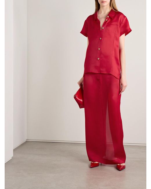 Khaite Red Keefe Silk-Organza Shirt