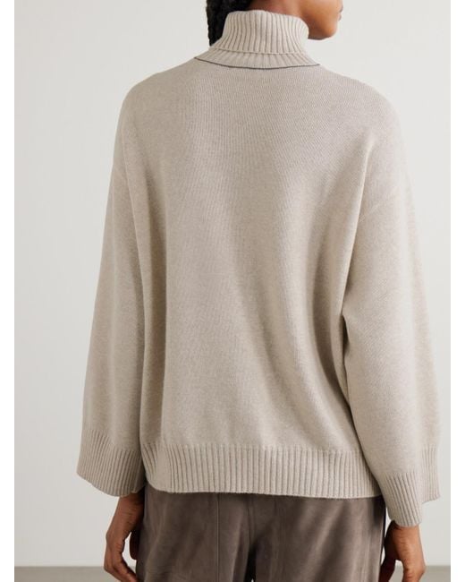 Brunello Cucinelli Natural Cashmere Turtleneck Sweater