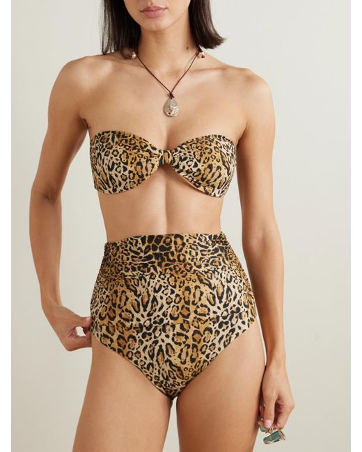 Melissa Odabash Natural Catania Ruched Leopard-Print Bikini Briefs
