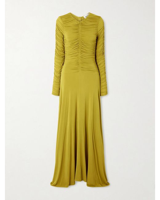 TOVE Yellow Eira Gathered Jersey Gown