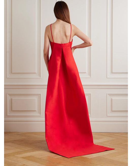 Solace London Red Ulla Robe Aus Crêpe Und Twill Mit Falten