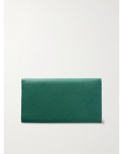 Smythson Green Marshall Textured-Leather Travel Wallet