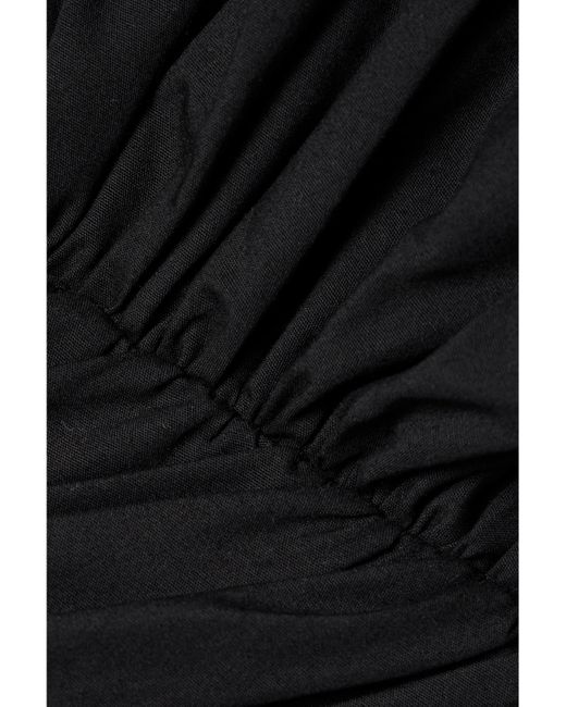 Mara Hoffman Black Net Sustain Vivi Verkürztes Oberteil Aus Geraffter Biobaumwollpopeline Mit Volants