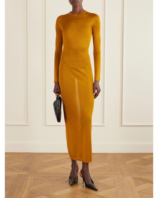 Saint Laurent Yellow Knitted Maxi Dress