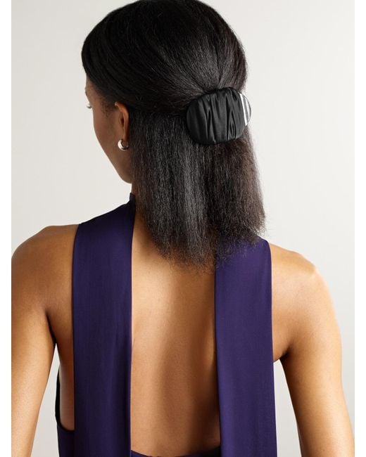 Jennifer Behr Black Tasha Ruched Satin Hair Clip