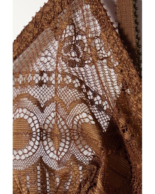 Eres Brown Flore Fragrance Lace Soft-Cup Triangle Bra