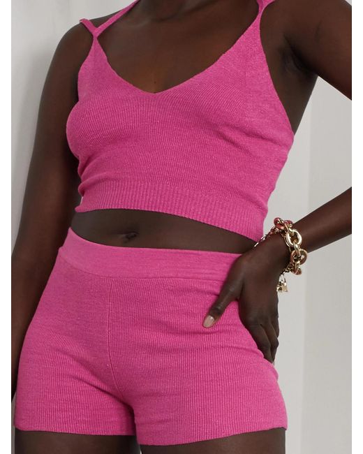 Jacquemus Pink Arancia Linen Shorts