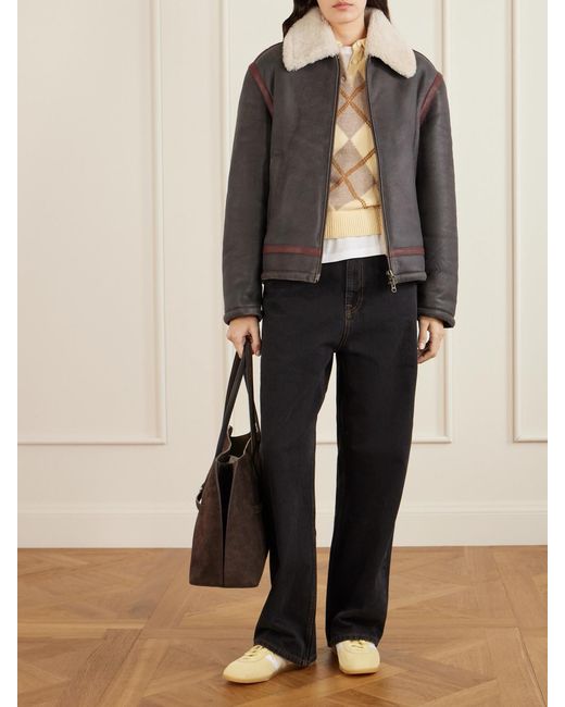 Aimé Leon Dore Black Printed Shearling Jacket