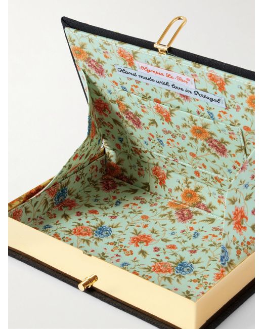 Olympia Le-Tan Black Eiffel Tower Seurat Embroidered Appliquéd Canvas Clutch