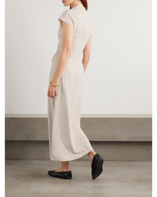 TOVE White Clem Draped Crepe Maxi Dress